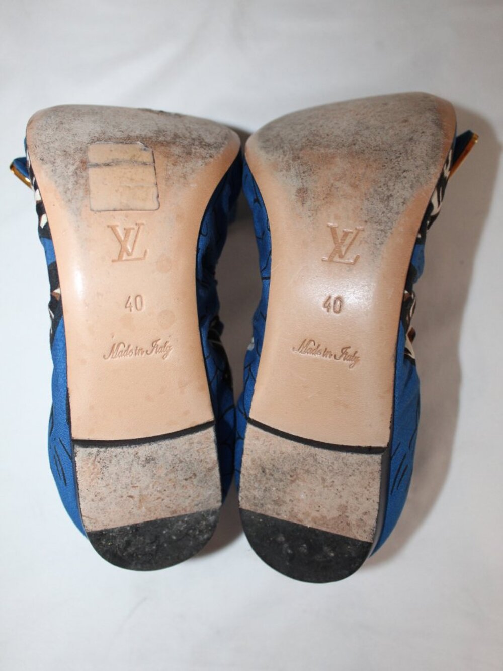 Louis Vuitton Blue Black Floral Ballet Flats Slip Ons 40 - Picture 4 of 8